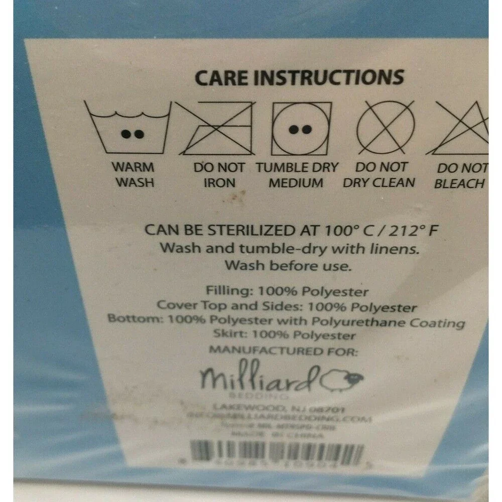 Milliard Waterproof Fitted Crib Mattress Pad 28''x52'' White NIP Free Shipping